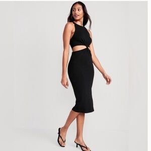 Old Navy Black twist front midi dress with cutouts size Large tall